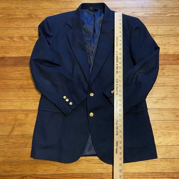 Pendleton Mens Wool Blazer Size 42L Jacket 2-Button Navy Blue Gold Buttons - Picture 12 of 12